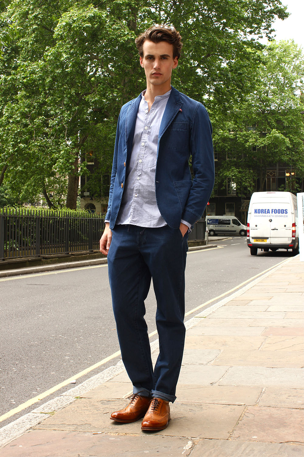 Henry Shoebrook London Collections MEN Street Style in Oliver Spencer from Mr Porter