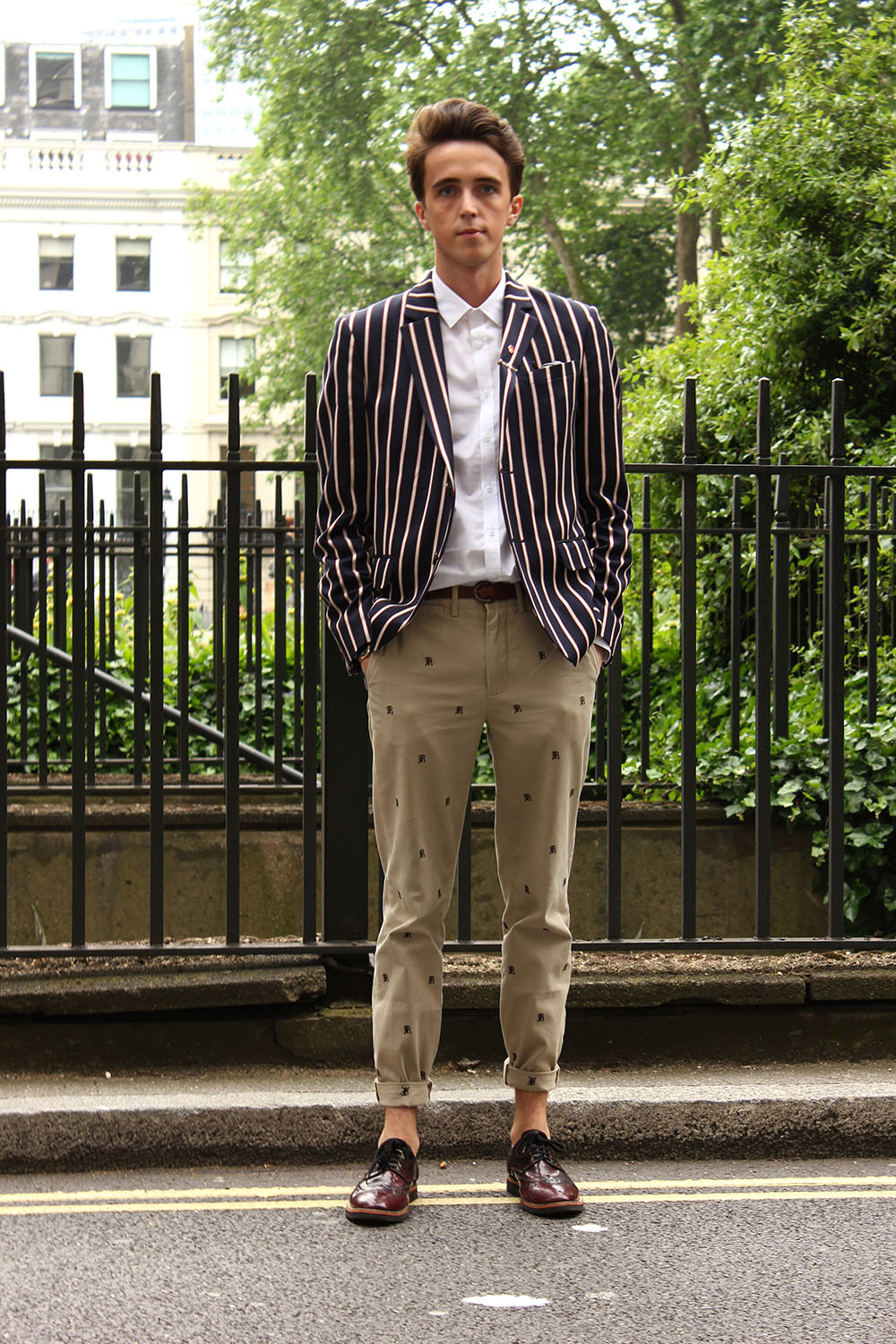 London Collections Men Street Style Louis Sheridan in Ralph Lauren, Jack Wills and Kurt Geiger off to Christopher Raeburn