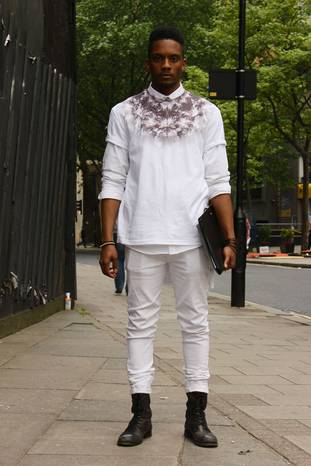 London Collections MEN Street Style Nas Abraham in Seraph Clothing. Religion and Allsaints off to KTZ and Spencer Hart