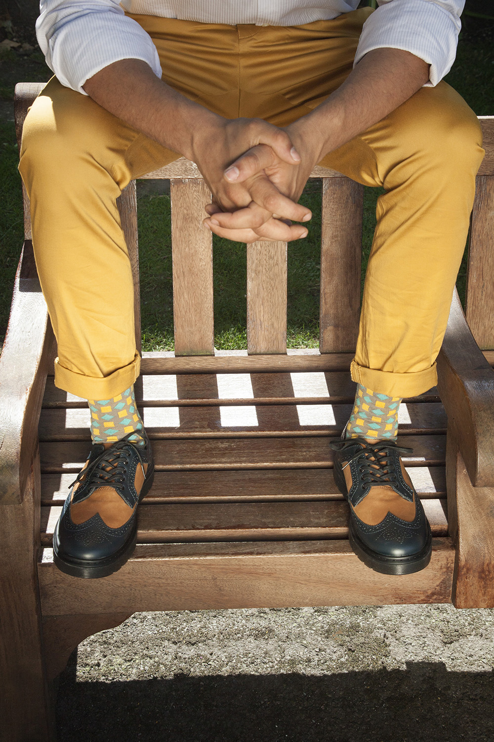 Phoenix Digital Trousers by Topman, socks by Peper Harow, shoes by Dr. Martens