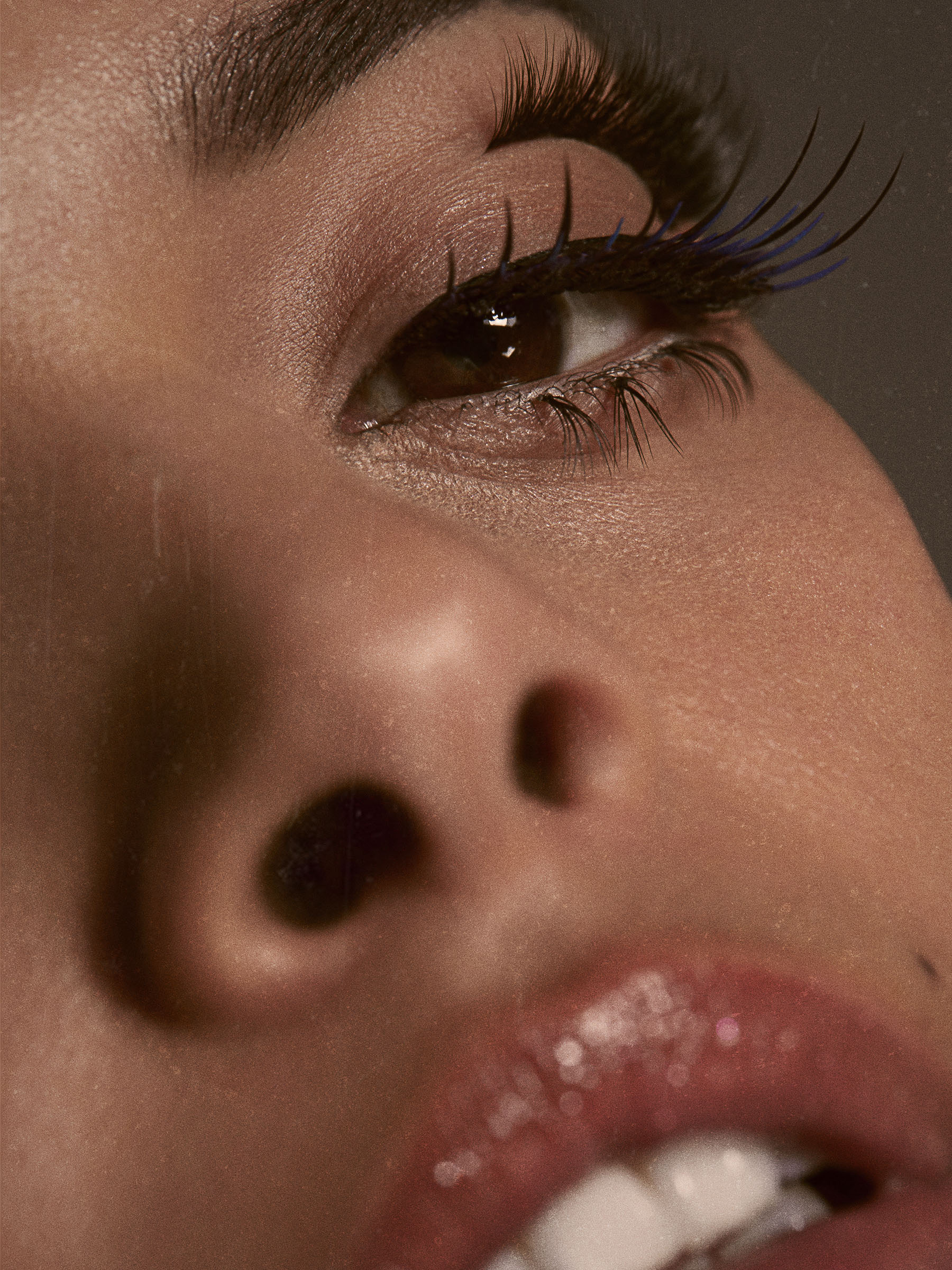 Close-up of a women with long lashes