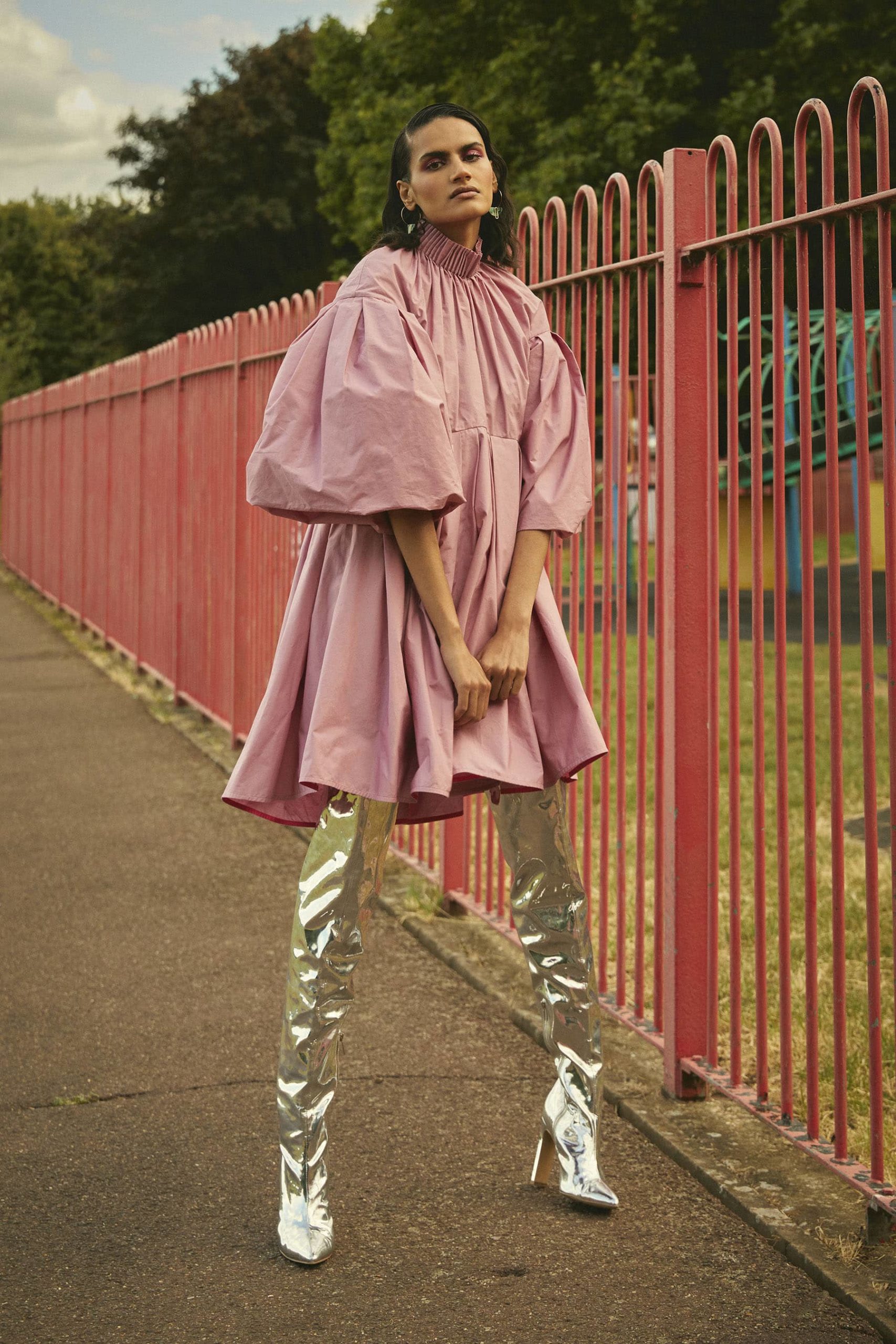 September cover Side-profile fashion shoot of a woman wearing makeup